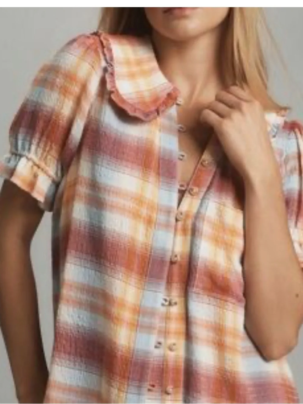 Anthropologie Pilcro Keira Peter Pan Collar Top 2X